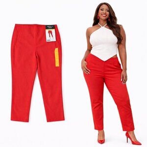 Rafaella True Red Stretch Ankle Pants Size 12 NWT Pull-On Slim Career Office